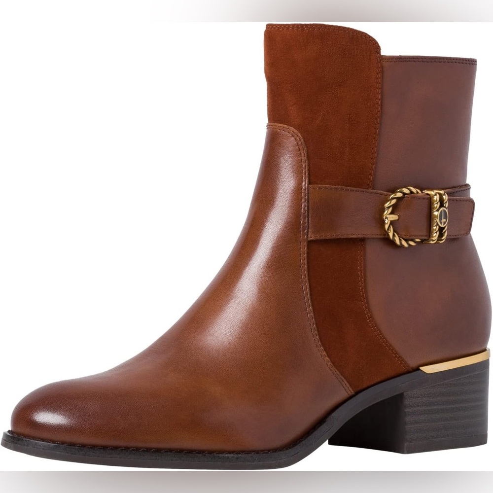 Tamaris Brown Leather Ankle Boots